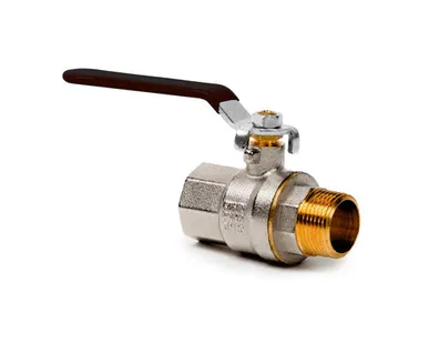 фото Кран шаровой ручка рычаг, латунь, внутренняя/наружная резьба 3/4",PN40 еврослот, никель, РТП
