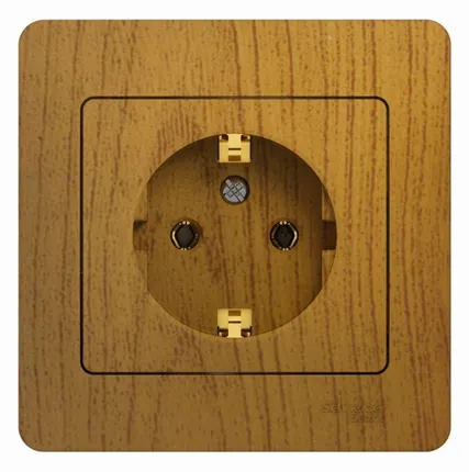 Фото №0 Розетка 1-м СП Glossa 16А IP20 с заземл. в сборе дерево дуб SE GSL000542