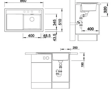 фото Кухонная мойка чаша справа Blanco Zenar 45S Алюметаллик 519253 Blanco