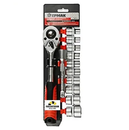 Фото №0 Набор проф.инструмента , головки, удлинитель и трещётка (12 предм.) ЕРМАК /736-161/