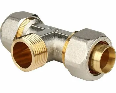 фото Тройник-переходник STOUT с наружной резьбой 1 x32 для металлопластиковых труб винтовой