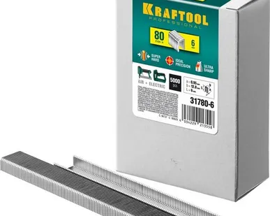 фото KRAFTOOL тип 21GA (80/Pr A/Senco AT) 6 мм, 5000 шт, скобы для степлера (31780-6)