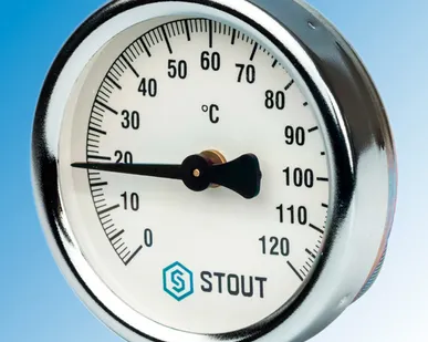 фото Термометр биметаллический D 63, 120°С, накладной с пружиной, STOUT