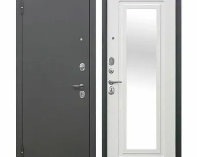 фото Дверь входная Гарда Царское Зеркало (Ferroni) металл/МДФ с зеркалом, Антик серебро/Белый ясень 2050х860мм, ЛЕВАЯ