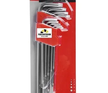фото Набор ключей TORX-профиль 9пр.( т10 - т50, длина 95 - 220мм ) ЕРМАК (657-188)