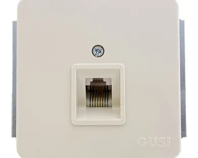 фото Розетка телефонная RJ12 бежевый Gusi extra С1Т12-003 (кор. 24 шт)