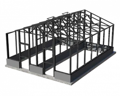 фото Теплица английская СУПЕР ЧЕЛСИ / Оранжерея 5,7х7,15 м, 2 отделения/ цвет Серый графит (RAL 7024)