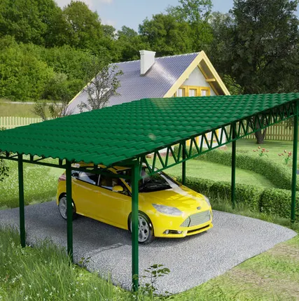 Фото №0 Односкатный навес №31 из металлочерепицы 6,9х6,3 м