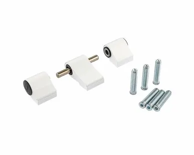 фото Петля дверная подшипниковая ELEMENTIS new, 3-х секционная, м/о 67, крепление на теплый профиль, белая