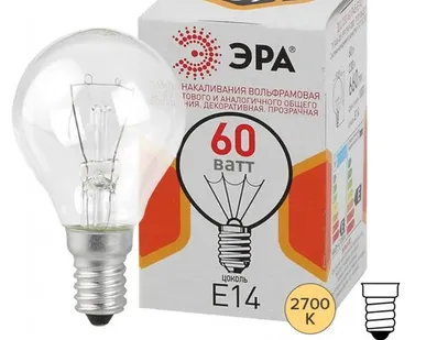 фото Лампа накаливания шарик ЭРА ДШ (P45) 60W 230V E14 (5056183786731) (ЛОН) (Б0039138)