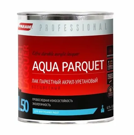 Фото №0 Лак PARADE Professional акрил-уретановый паркетный L50 AQUA PARQUET Матовый 0,75л Россия