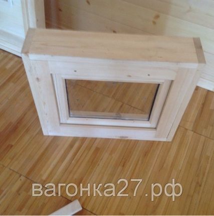 Фото №0 Окно банное 40*40 см (липа) стеклопакет