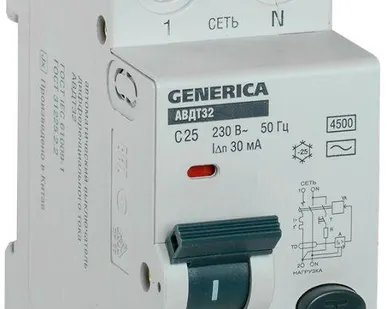 фото Выключатель автоматический диф. тока C25 30мА АВДТ 32 GENERICA ИЭК MAD25-5-025-C-30