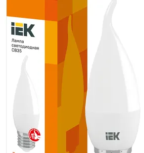 фото IEK Лампа светодиод. 7/3000/Е27/CB35 свеча на ветру IEK