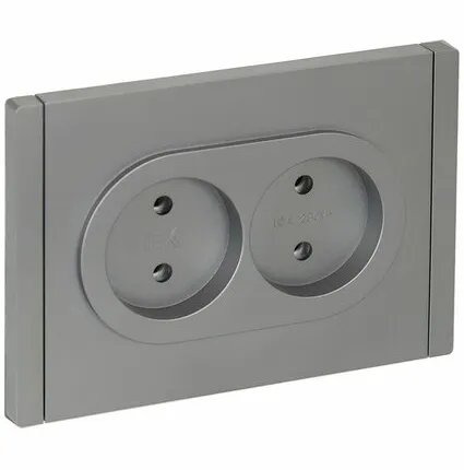 Фото №0 FORTE&PIANO Розетка 2-местная без заземления без защитных шторок безвинтовое крепление 10А FP526 сталь IEK