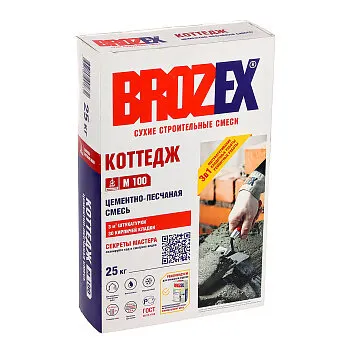 Фото №0 Смесь цементно-песчаная 25 кг BROZEX Коттедж, М100, универсальная
