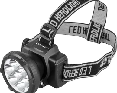 фото Фонарь аккумуляторный налобный LED5362 7LED 2 режима 220В пластик. черн. (бокс) Ultraflash 11256