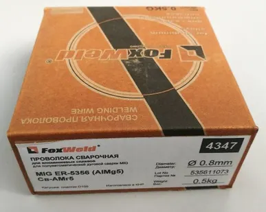 фото Проволока алюм AL Mg 5 (Св-АМг5/ЕR-5356) ф0,8мм (0.5кг D100) (Foxweld,Китай