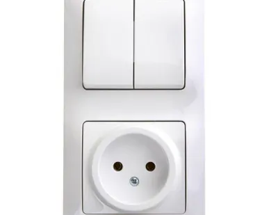 фото Блок комбинированный GLOSSA розетка + выкл. 2-кл. бел. SchE GSL000172