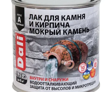 фото Лак акриловый для камня и кирпича Мокрый камень 0,75л DALI