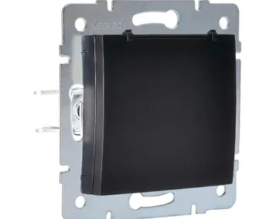 фото Механизм розетки 1-м СП KARINA с защ. крышкой термопласт с заземл. черн. бархат LEZARD 707-4288-123B