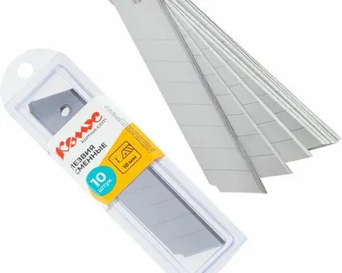 фото Лезвие запасное для ножей КОМУС 18мм 10шт./уп. пласт.футляр