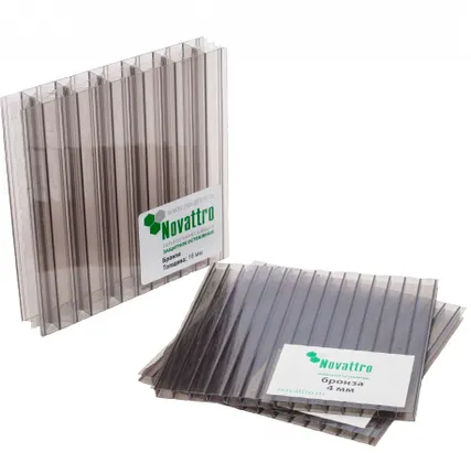 Фото №0 Поликарбонат 2100х6000х4мм (бронза) Новаттро СафПласт 0,75кг/м2