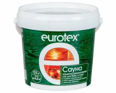 фото EUROTEX - Сауна лак защитный для дерева 2,5кг