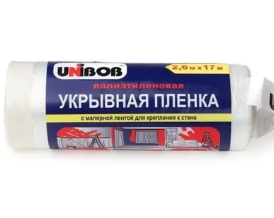 фото Плёнка защитная укрывная UNIBOB с малярной лентой 1,1мх33м (1/25) (38222)