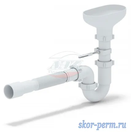 Фото №1 АНИ DR0115 Сифон 1-1/2х40 прямоточный с разрывом струи (гофра 40х40/50)