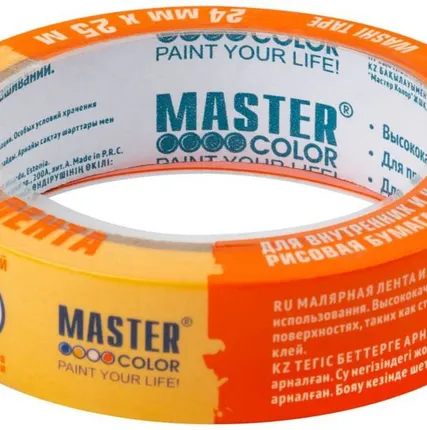 Фото №1 Лента малярная Master Color 24мм x 25м золотистая, термостойкая, УФ защита, 30-6122
