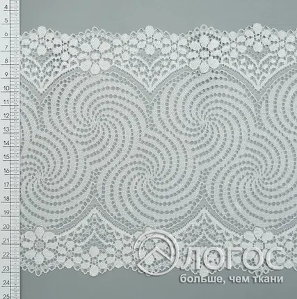Фото №0 Кружево стрейч гипюр арт. 20097 180 мм, белый
