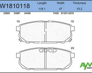 фото Колодка Тормозная 1042.02 Aywiparts Aw1810118 Задние AYWIparts арт. AW1810118