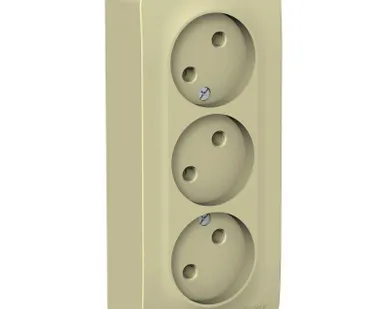 фото Розетка 3-м ОП Blanca 16А IP20 250В без заземл. без защ. шторок с изолир. пластиной беж. SE BLNRA000317
