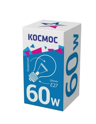 Фото №0 Лампа накаливания 60Вт A50/A55 прозрачная E27 230В КОСМОС LKsmSt55CL60E27v2