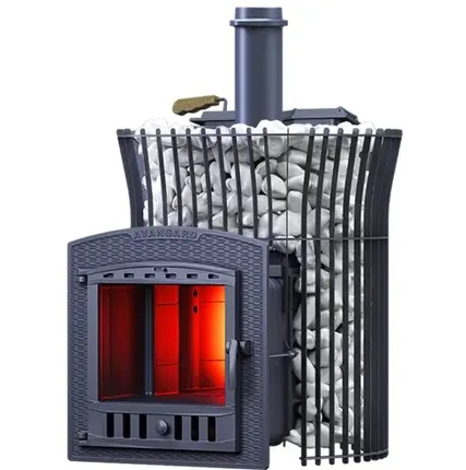 Фото №0 Чугунная печь для бани Авангард ЗК 25 (П2) Ураган в сетке Тюльпан