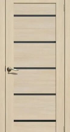 Фото №0 Дверь межкомнатная 206 (La Stella) черное стекло, экошпон, Ясень снежный 2000х600мм