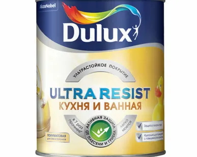 фото Краска водно-дисперсионная Dulux Ultra Resist кухня и ванная моющаяся белая основа 1л