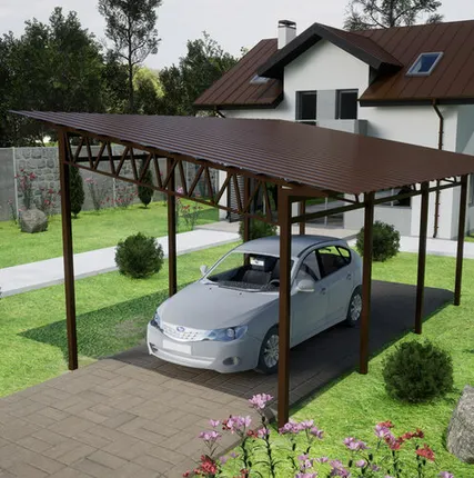 Фото №0 Односкатный навес №31 из профнастила 3,9х6,3 м