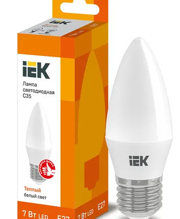 Фото №0 IEK Лампа светодиод. 7/3000/Е27/С35 свеча IEK