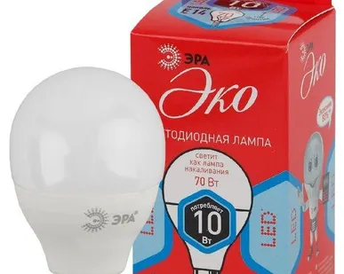 фото Лампа светодиодная ECO LED P45-10W-840-E14 (диод шар 10Вт нейтр. E14) ЭРА Б0032969