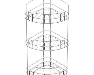 фото Полка для ванной угловая 3-х ярусная напольно-настенная хром зеркальный
