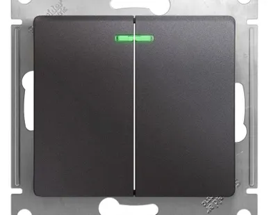 фото Выключатель 2-кл. СП Glossa 10А IP20 (сх. 5а) 10AX с подсветкой механизм графит SE GSL001353