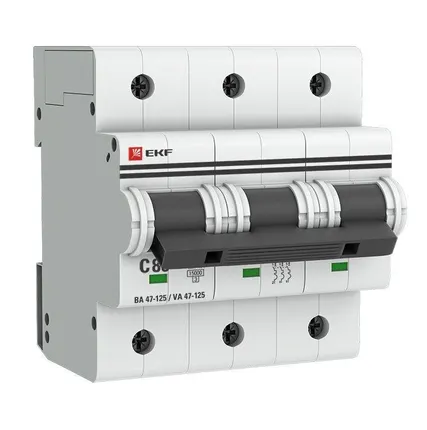Фото №0 Выключатель автоматический модульный 3п C 80А 15кА ВА 47-125 PROxima EKF mcb47125-3-80C