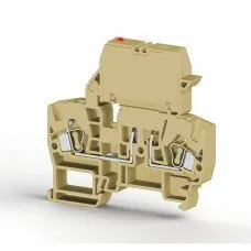 Фото №0 Klemsan Клеммник пружинный с держ. предохр. (5х20, 5х25), откид.картридж, с индикацией 24VAC, на DIN-рейку, 4 мм.кв., (серый); YBK SLD 24VAC