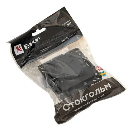 Фото №1 Розетка 1-м СП Стокгольм 16А IP44 с заземл.защ. шторки с крышкой механизм черн. PROxima EKF EZR16-028-10-44