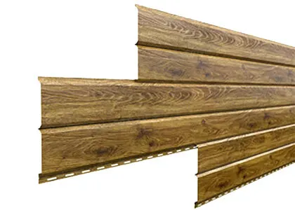 Фото №0 Металлический сайдинг L-БРУС - 3000, 0.45 мм (ECOSTEEL, Дуб)
