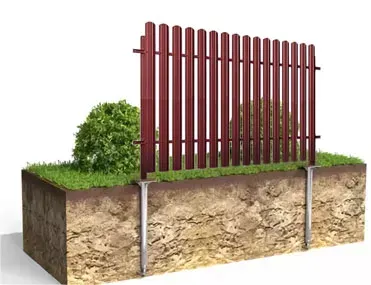 фото Забор из евроштакетника на сваях