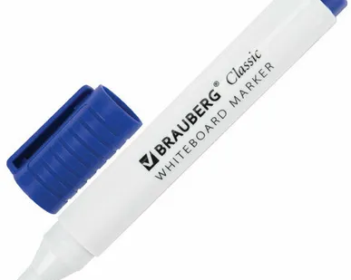 фото Маркер стираемый для белой доски СИНИЙ, BRAUBERG "CLASSIC", 3 мм,с клипом, 152115