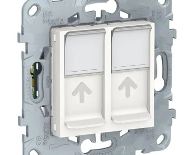 фото Механизм розетки компьютерная UNICA NEW RJ45 двойная кат.5е UTP бел. SchE NU542018